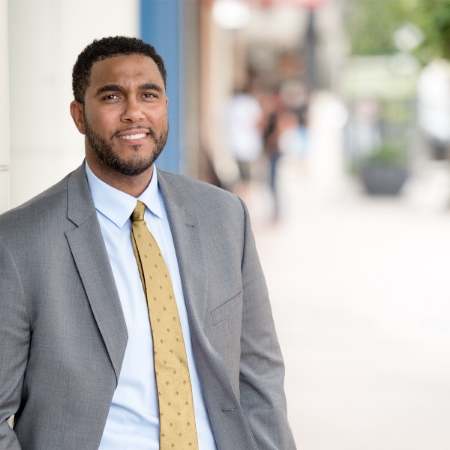 Young African American business man in suit