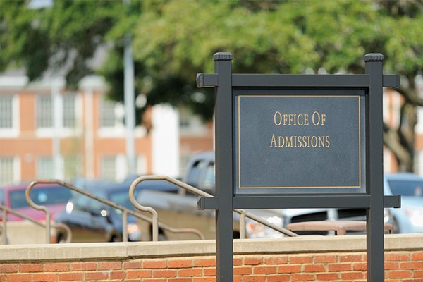 A campus reads "Office of Admissions".