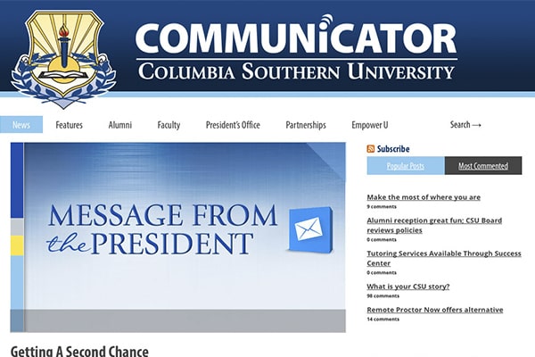 Screenshot of the Communicator website home page