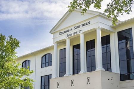 Columbia Southern University facade against blue sky