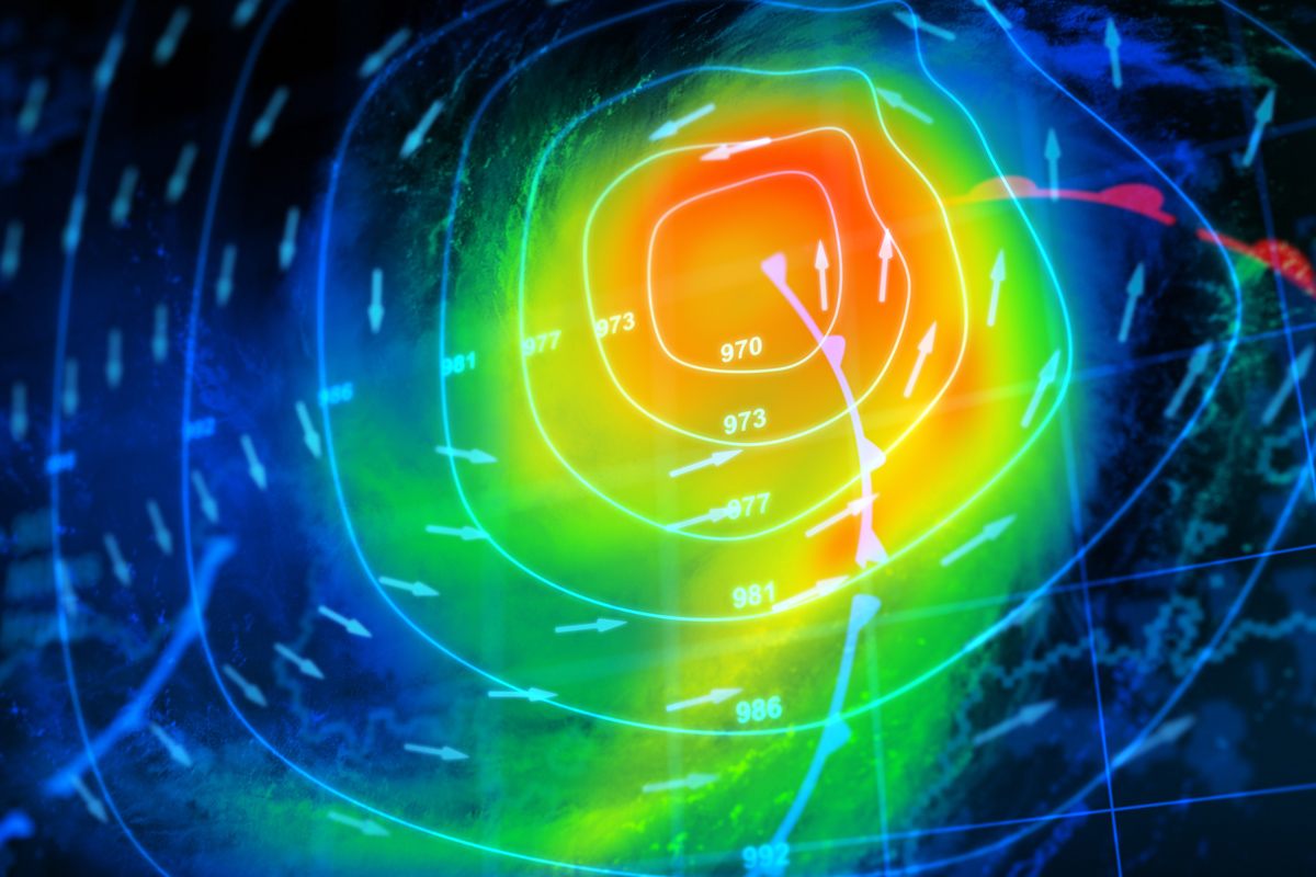 Radar weather map of a hurricane.